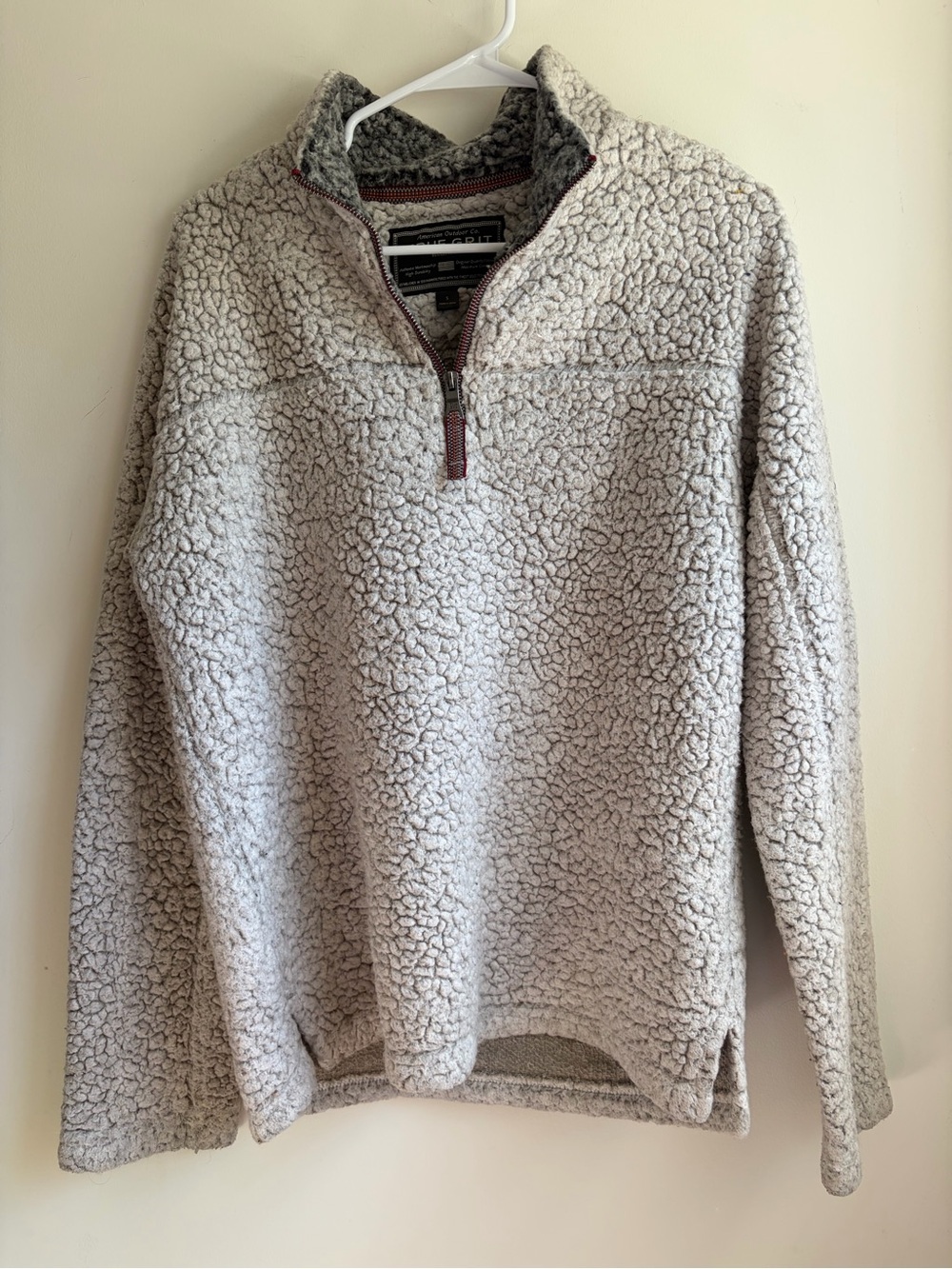 True Grit Sherpa Quarter Zip Men’s S Gray Fuzzy Pullover Warm Winter Jacket
